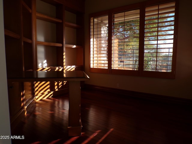 empty room with dark wood-type flooring