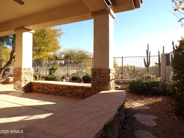 view of patio with ceiling fan