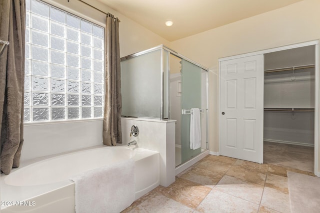 bathroom with plus walk in shower