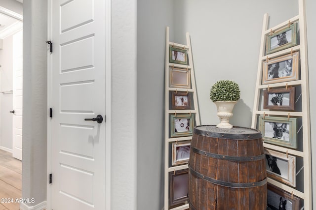 office space featuring light wood-type flooring