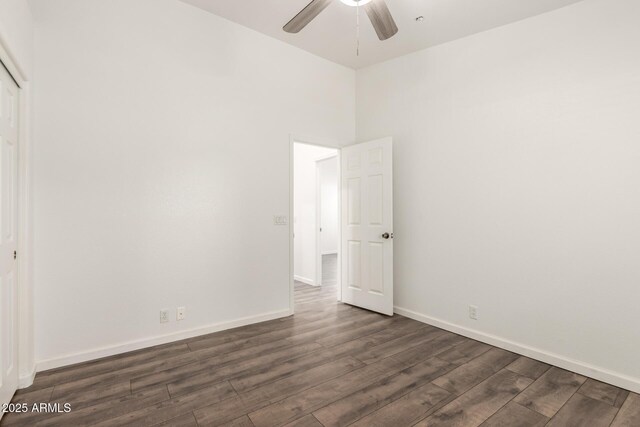 8648 W Fargo Dr, Peoria, AZ 85382 - unfurnished room with a ceiling fan, dark wood-style flooring, and baseboards