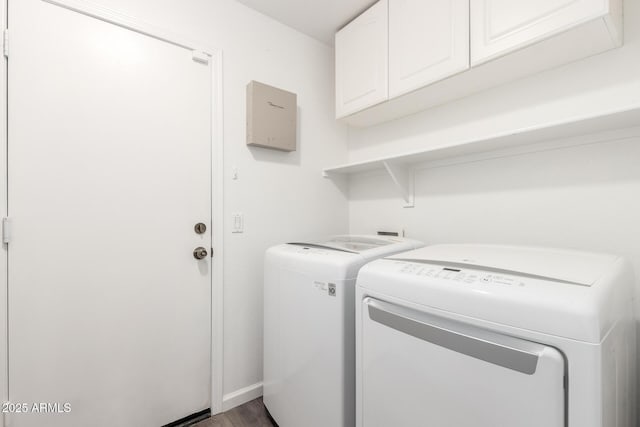 8648 W Fargo Dr, Peoria, AZ 85382 - laundry area featuring wood finished floors, cabinet space, and washing machine and dryer
