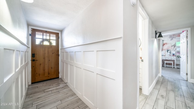 interior space with light hardwood / wood-style flooring