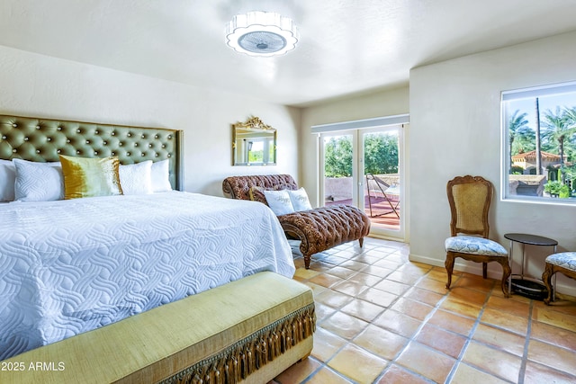 7155 E Oakmont Dr, Paradise Valley, AZ 85253 - bedroom featuring baseboards, access to outside, and tile patterned flooring