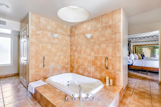 7155 E Oakmont Dr, Paradise Valley, AZ 85253 - ensuite bathroom with tile patterned floors, ensuite bath, visible vents, and a tub with jets