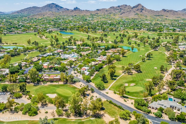 7155 E Oakmont Dr, Paradise Valley, AZ 85253 - drone / aerial view with golf course view, a water and mountain view, and a residential view