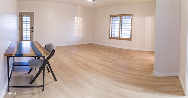 unfurnished office featuring light hardwood / wood-style floors and a healthy amount of sunlight