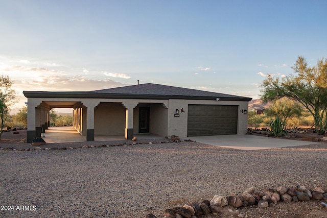 view of front of home with a garage