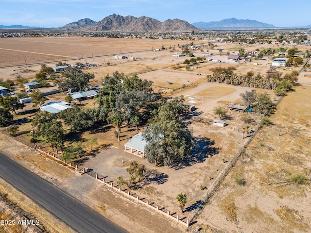 aerial view featuring a mountain view and a rural view