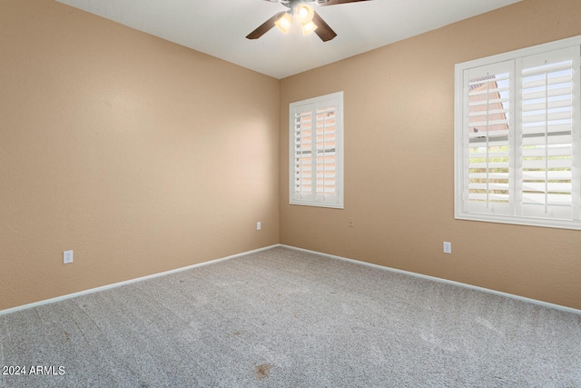 carpeted spare room featuring a wealth of natural light