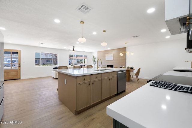 2808 N Steves Blvd, Flagstaff, AZ 86004 - kitchen featuring visible vents, recessed lighting, dishwasher, and a sink