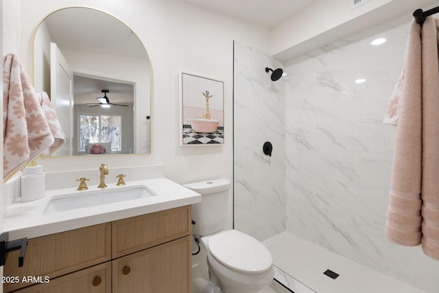 2808 N Steves Blvd, Flagstaff, AZ 86004 - full bathroom with toilet, a marble finish shower, and vanity