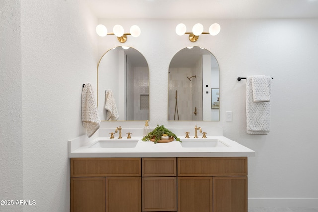 2808 N Steves Blvd, Flagstaff, AZ 86004 - bathroom featuring double vanity, a sink, and a shower