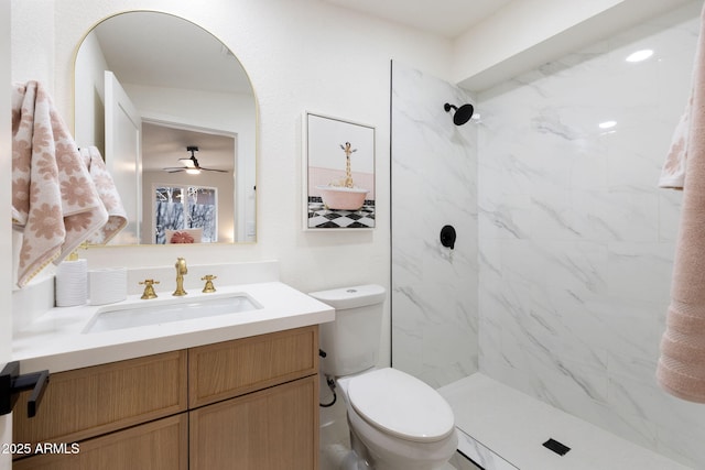 2808 N Steves Blvd, Flagstaff, AZ 86004 - bathroom with toilet, a marble finish shower, and vanity