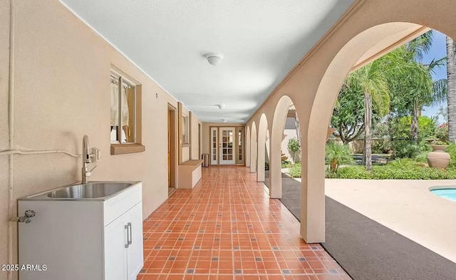 hallway with sink