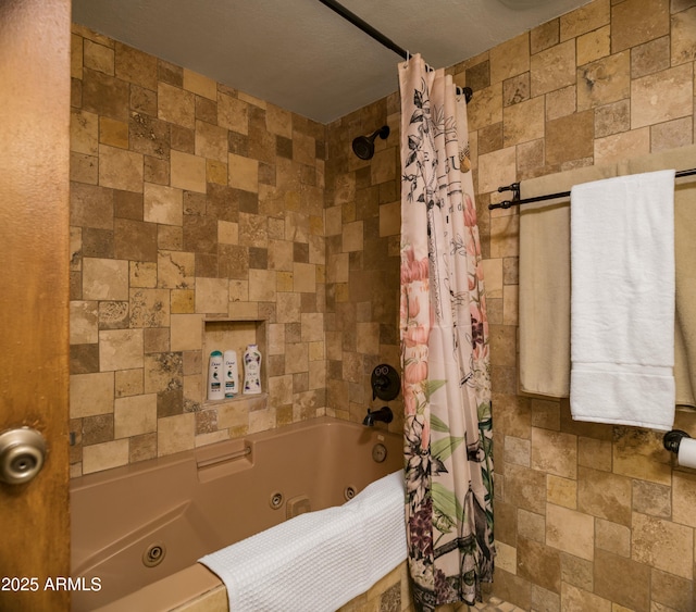 bathroom featuring shower / bathtub combination with curtain