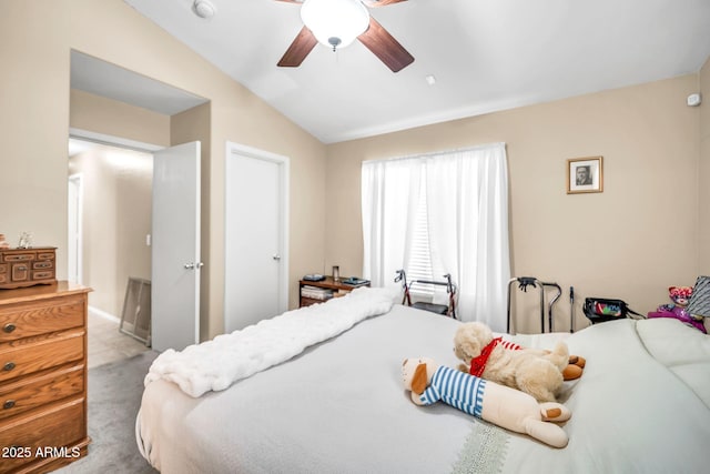 597 S 167th Dr, Goodyear, AZ 85338 - carpeted bedroom with lofted ceiling and a ceiling fan