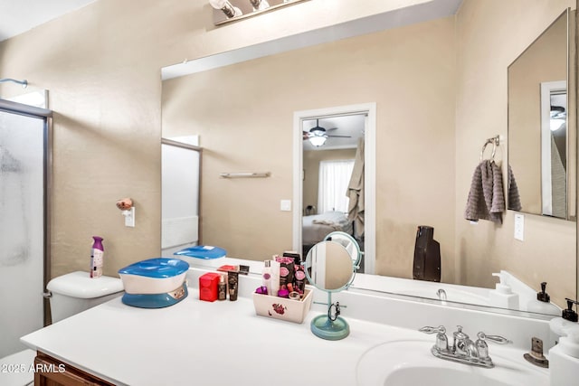 597 S 167th Dr, Goodyear, AZ 85338 - full bathroom featuring a stall shower, a ceiling fan, and vanity
