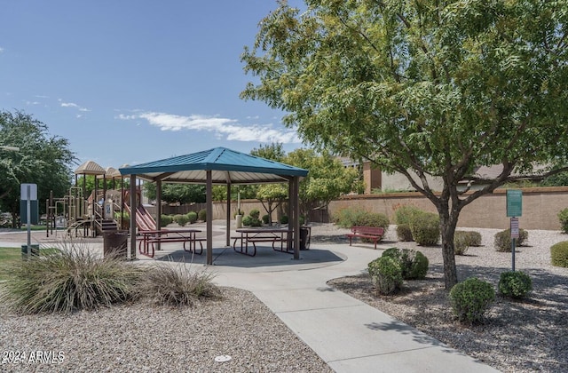 view of property's community with a playground