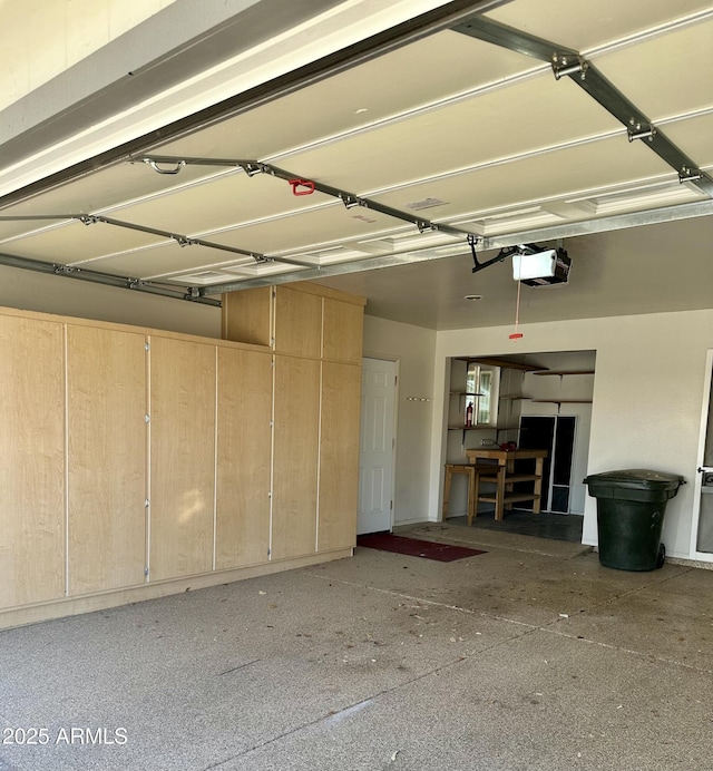 garage with a garage door opener