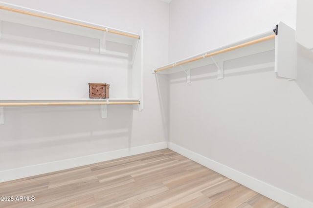 walk in closet featuring wood finished floors