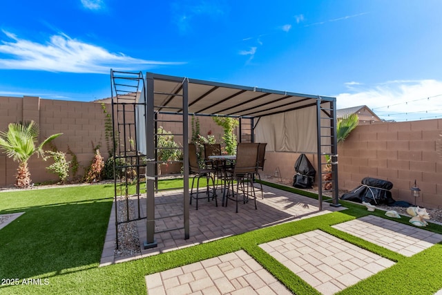 view of patio / terrace featuring a pergola