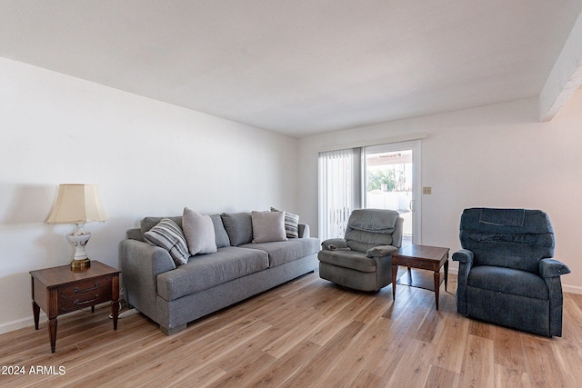 living area with baseboards and light wood-style flooring