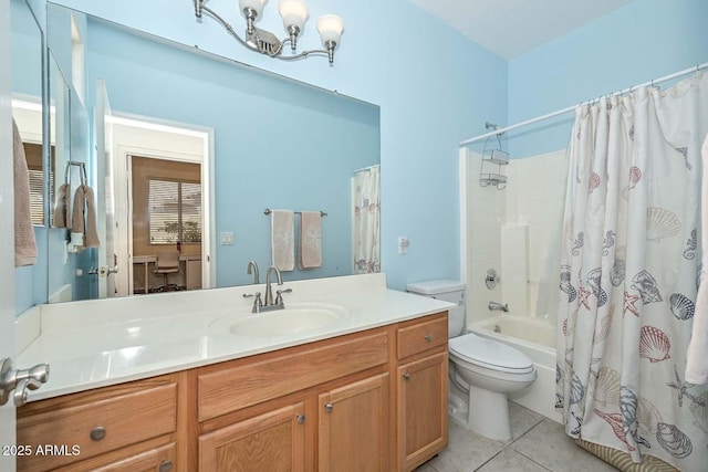 11580 N 86th Ln, Peoria, AZ 85345 - bathroom with vanity, tile patterned floors, and shower / bathtub combination with curtain