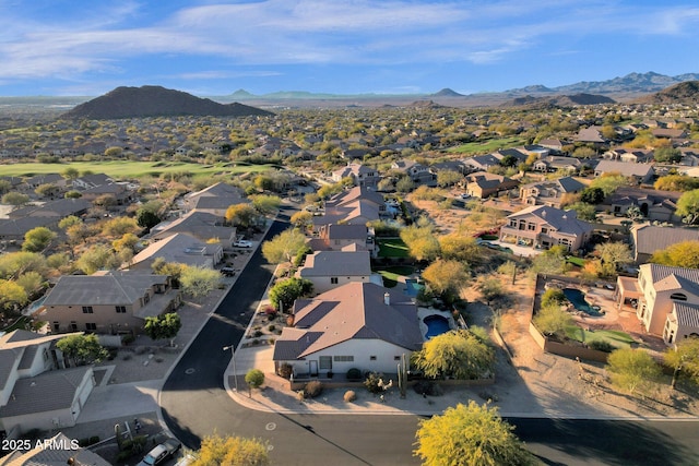 aerial view with a mountain view