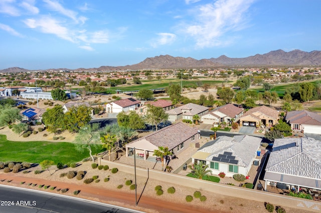 drone / aerial view with a mountain view