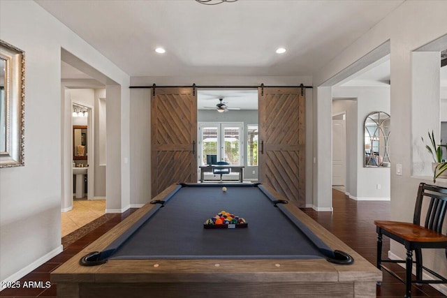 6788 S Jacqueline Way, Gilbert, AZ 85298 - recreation room featuring wood finished floors, baseboards, and a barn door