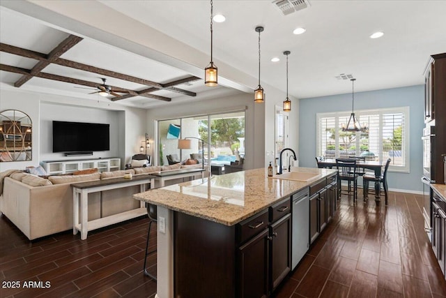 6788 S Jacqueline Way, Gilbert, AZ 85298 - kitchen with visible vents, recessed lighting, appliances with stainless steel finishes, dark wood-style flooring, and a sink