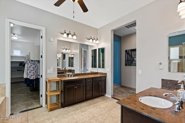 6788 S Jacqueline Way, Gilbert, AZ 85298 - full bathroom with a sink, visible vents, ceiling fan, and two vanities