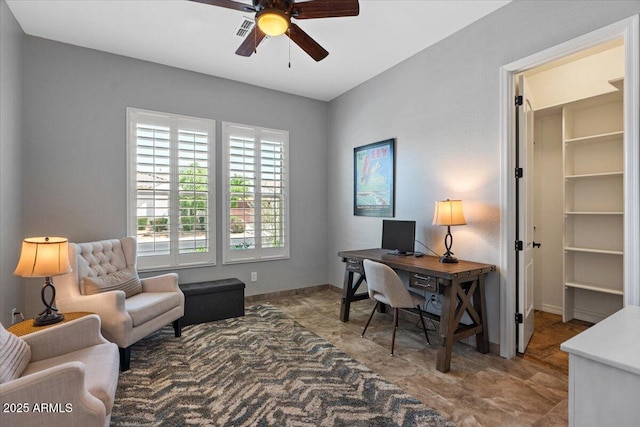 6788 S Jacqueline Way, Gilbert, AZ 85298 - office space featuring ceiling fan, baseboards, and visible vents