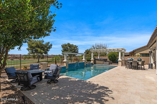 6788 S Jacqueline Way, Gilbert, AZ 85298 - view of swimming pool with a pergola, fence, a patio area, and a fenced in pool
