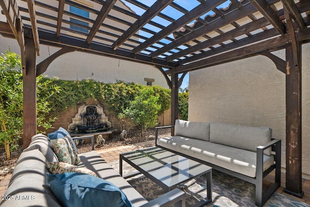 6788 S Jacqueline Way, Gilbert, AZ 85298 - view of patio with an outdoor living space, a pergola, and fence