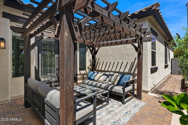 6788 S Jacqueline Way, Gilbert, AZ 85298 - view of patio with fence, a pergola, and outdoor lounge area