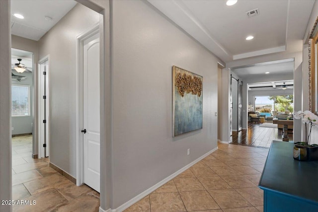 6788 S Jacqueline Way, Gilbert, AZ 85298 - corridor with recessed lighting, light tile patterned floors, visible vents, and baseboards