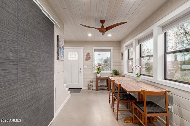 sunroom / solarium with wooden ceiling