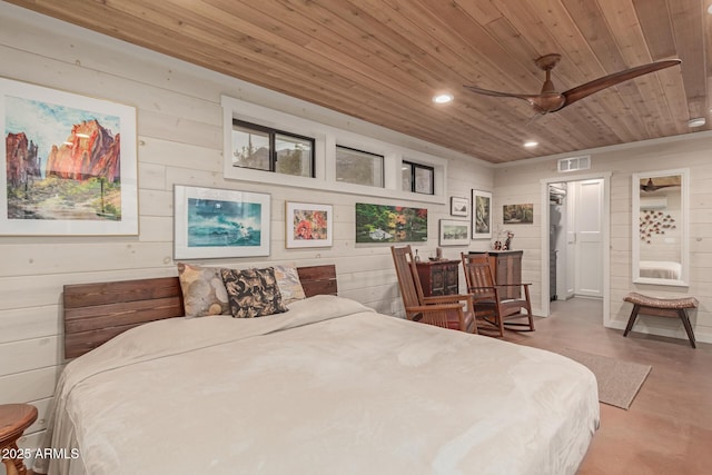 bedroom featuring wooden ceiling