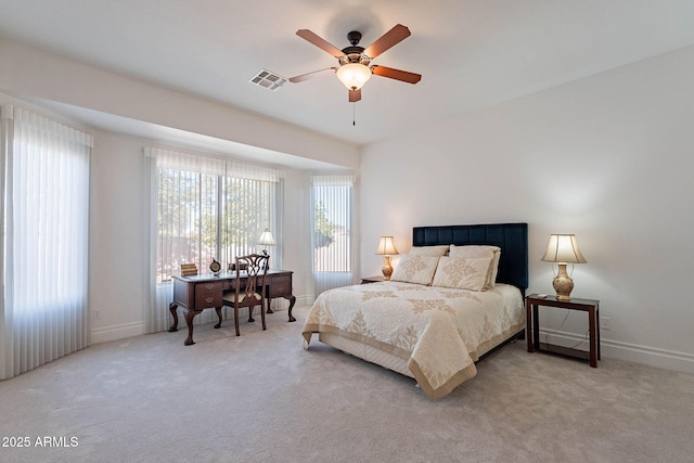 bedroom with carpet floors and ceiling fan