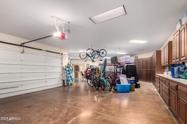 garage with a garage door opener