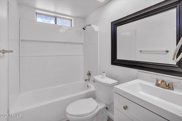 full bathroom featuring vanity, shower / bathtub combination, and toilet