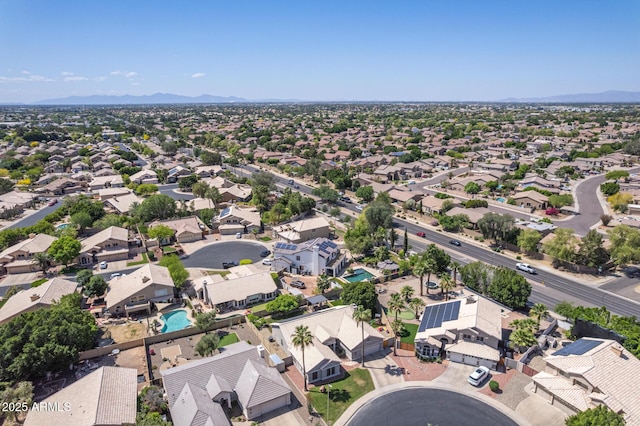 aerial view with a mountain view and a residential view