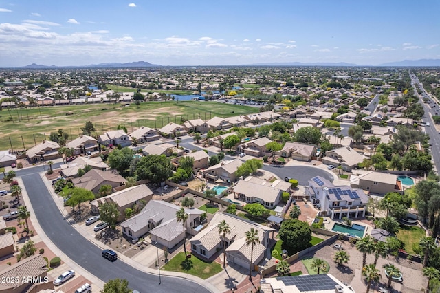 bird's eye view with a mountain view and a residential view