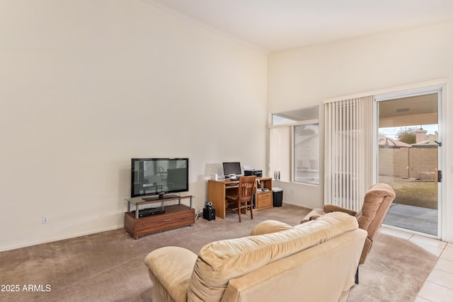 view of tiled living room