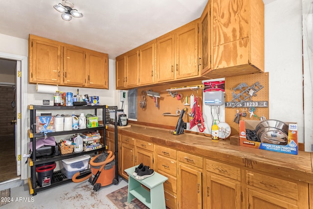 kitchen featuring butcher block countertops