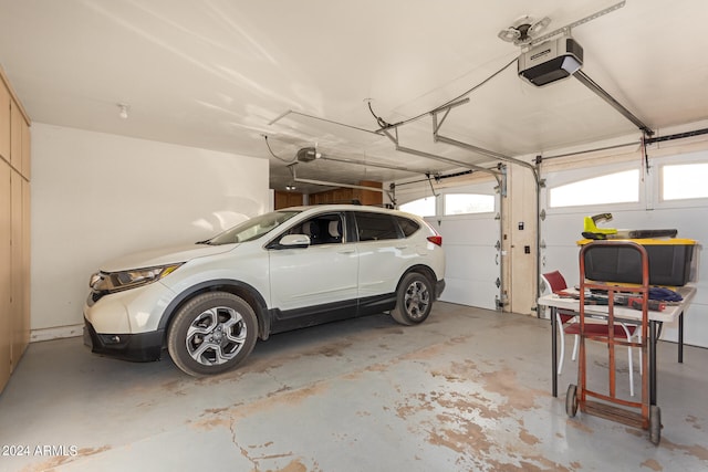 garage with a garage door opener