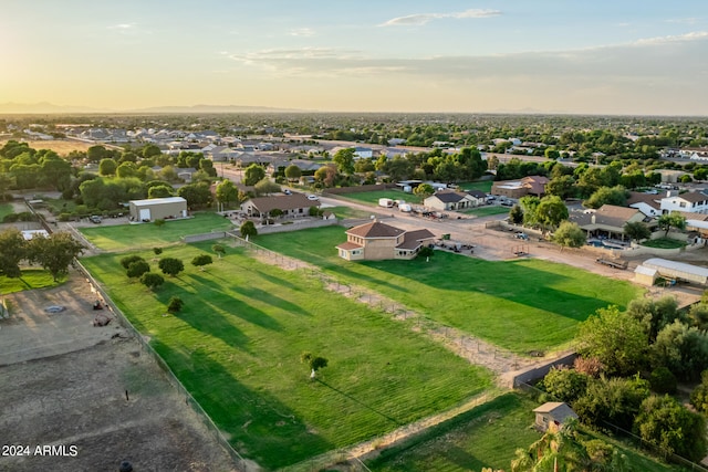 view of aerial view at dusk