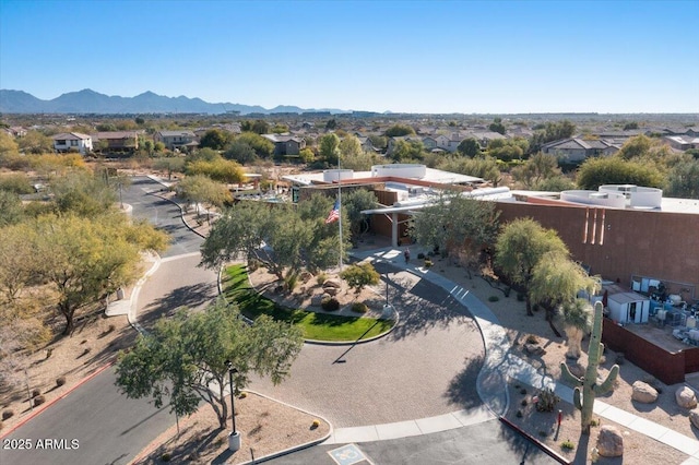 aerial view featuring a residential view and a mountain view